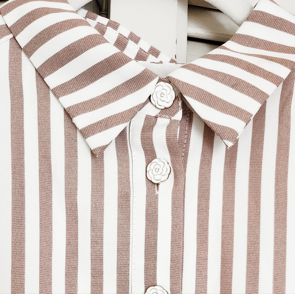 NWT Dainty Jewells XL Pink and White Striped Spring Dress With Floral Buttons - Picture 3 of 10